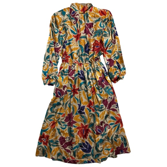 J. ELLIS Vintage Floral Long Sleeve Mock Neck Maxi Dress 16 - Picture 1 of 14